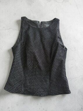 CARMEN MARC VALVO Black Woven Top Size 6